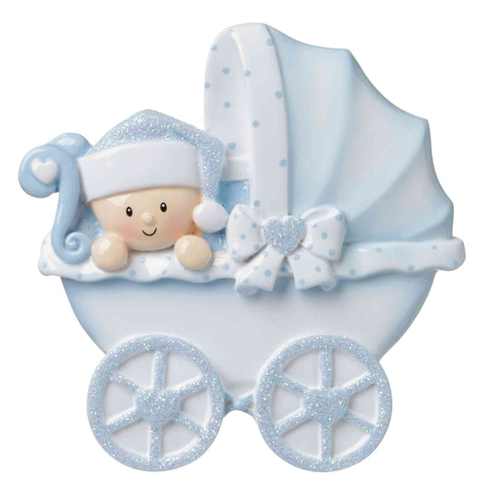 Baby Boy In Carriage Personalised Ornament