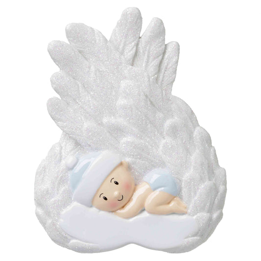 Baby Boy In Angel Wings Personalised Ornament